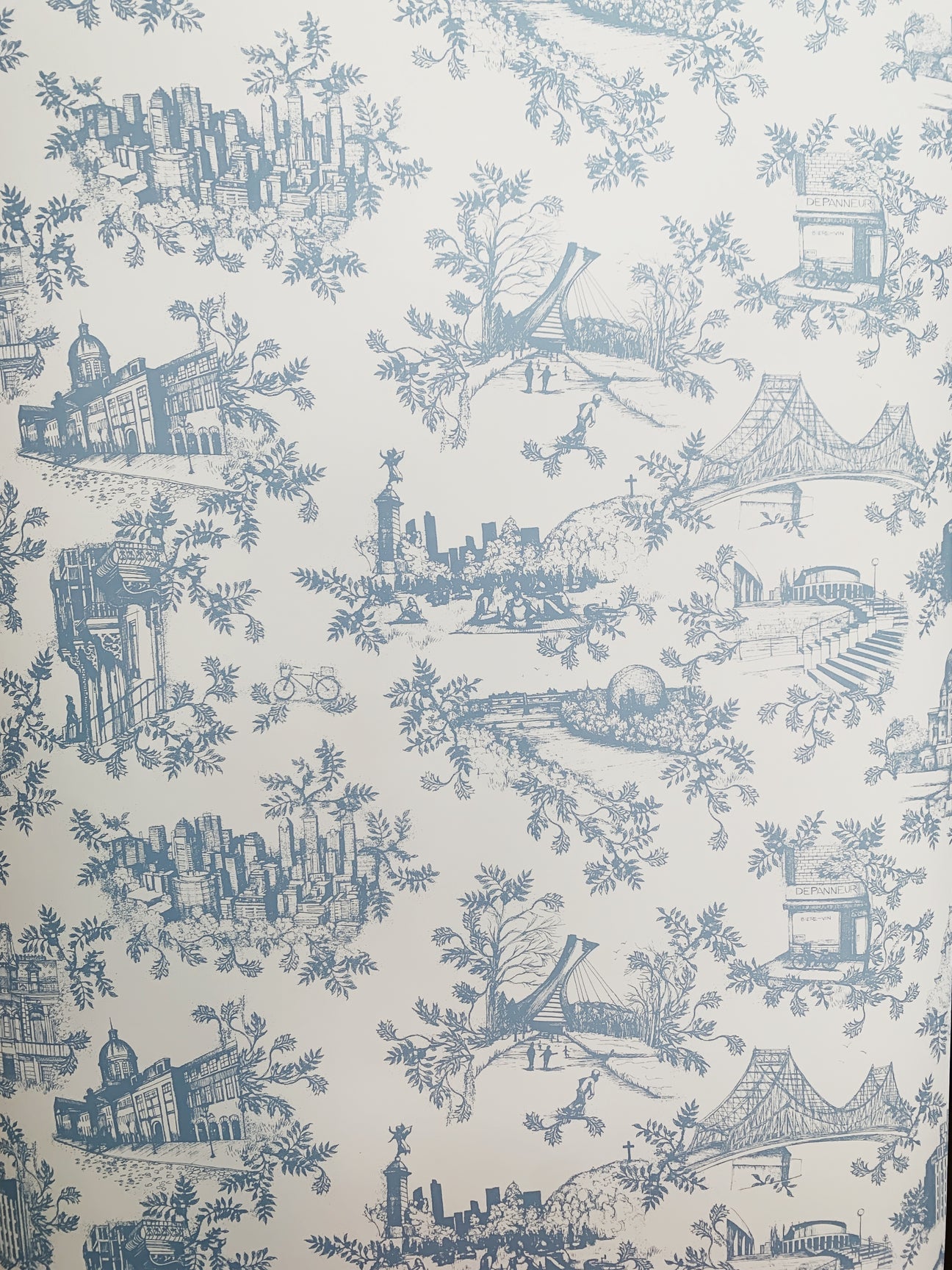 Toile de Ville Wallpaper (Bleu Lafontaine)