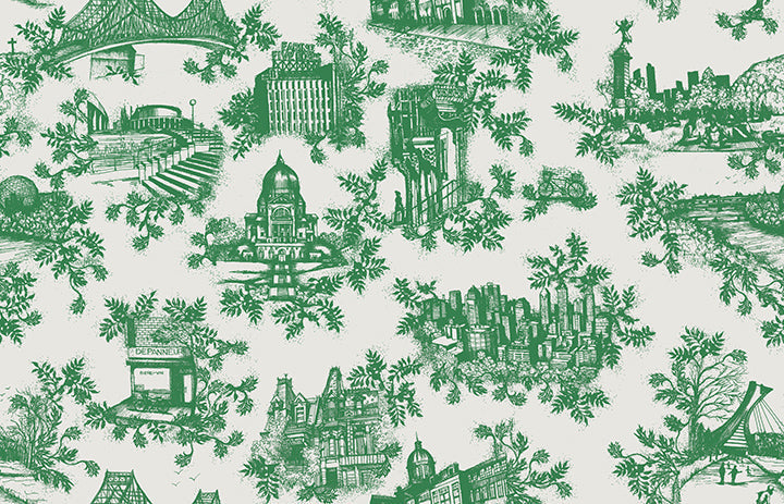 Toile de Ville Wallpaper (Vert de Villeneuve)