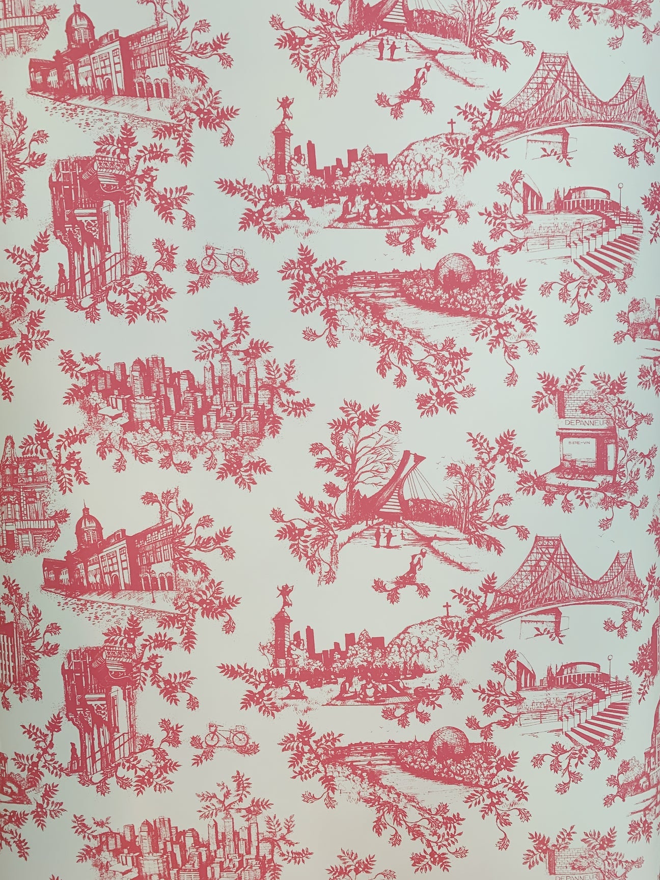 Toile de Ville Wallpaper (Notre Dame Framboise)