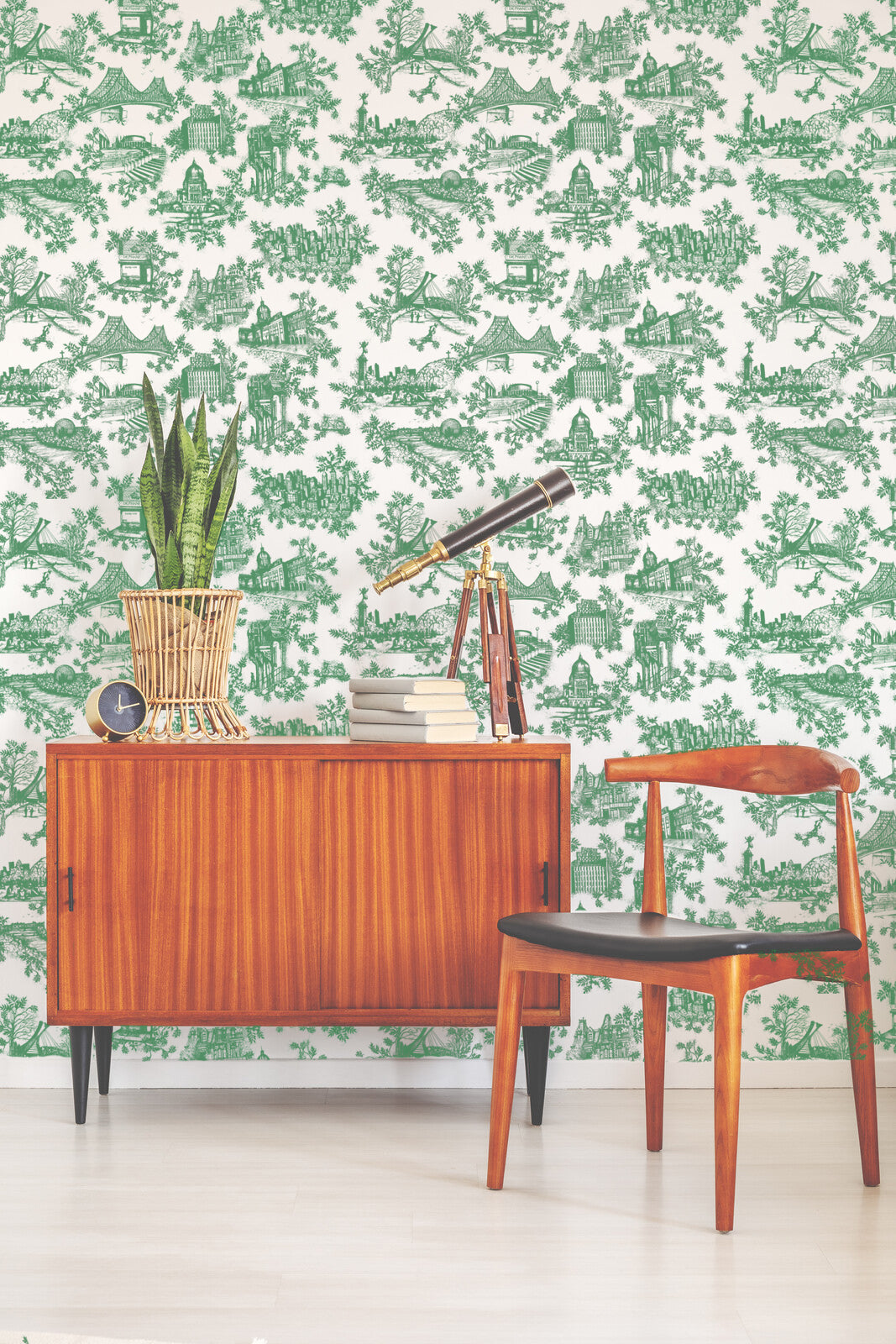 Toile de Ville Wallpaper (Vert de Villeneuve)